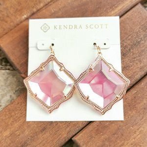 Kendra Scott Kirsten Drop Earrings. Rose Gold Dichroic Glass